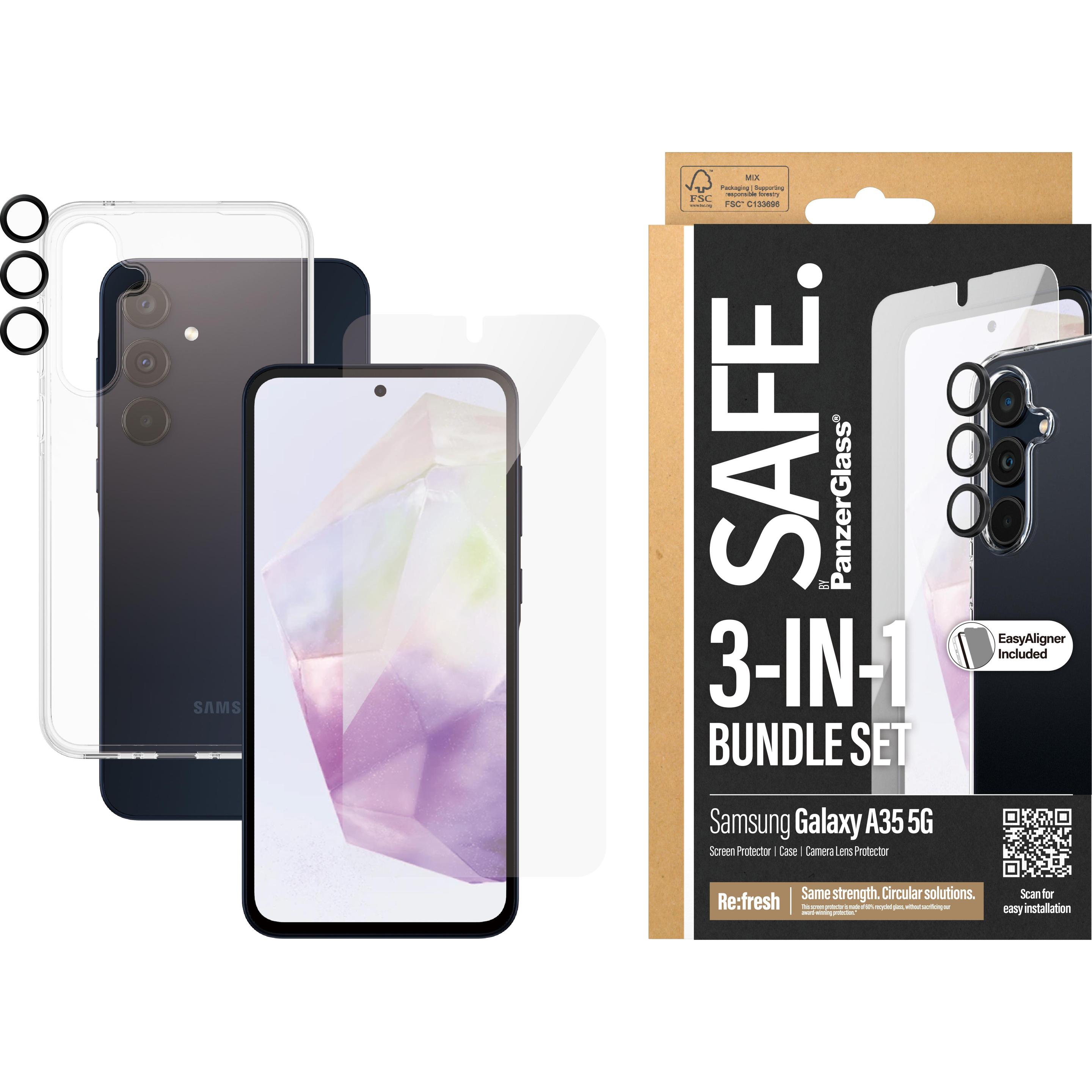 Thumbnail - Safe Edge to Edge Glass + Case (1 Stück, Samsung Galaxy A35, Samsung Galaxy A34 5G), Smartphone Schutzfolie, Transparent