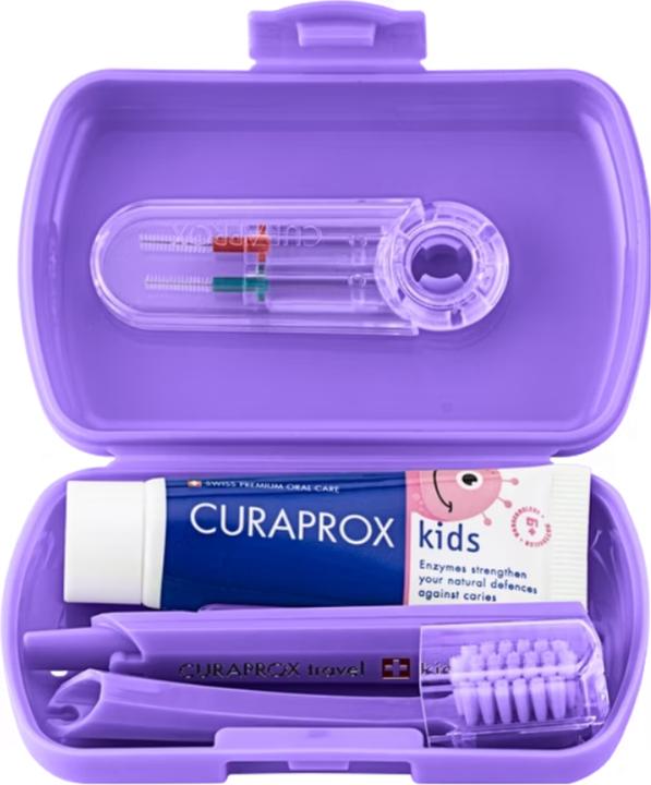 Actual product image Curaprox kids Travel Set violett Box (Extra soft, 1 x)