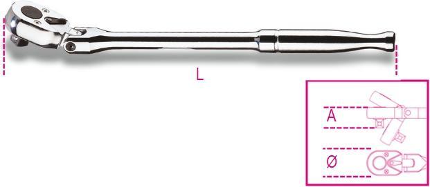 BETA 009100887 3/8"-Umschaltknarre mit Metallgriff und Kniegelenk 265 mm (3/8")