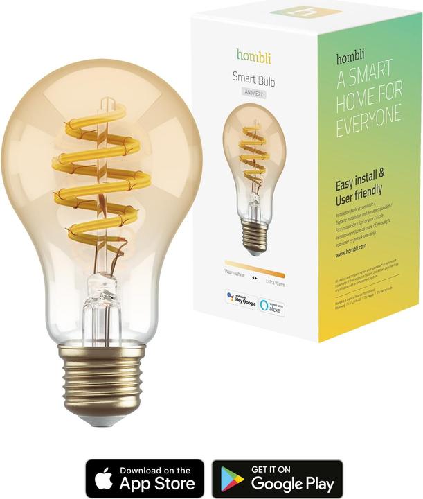 Energy Label Hombli Filament Bulb CCT A60 (E27, 5.50 W, 300 lm, 1 x, G)