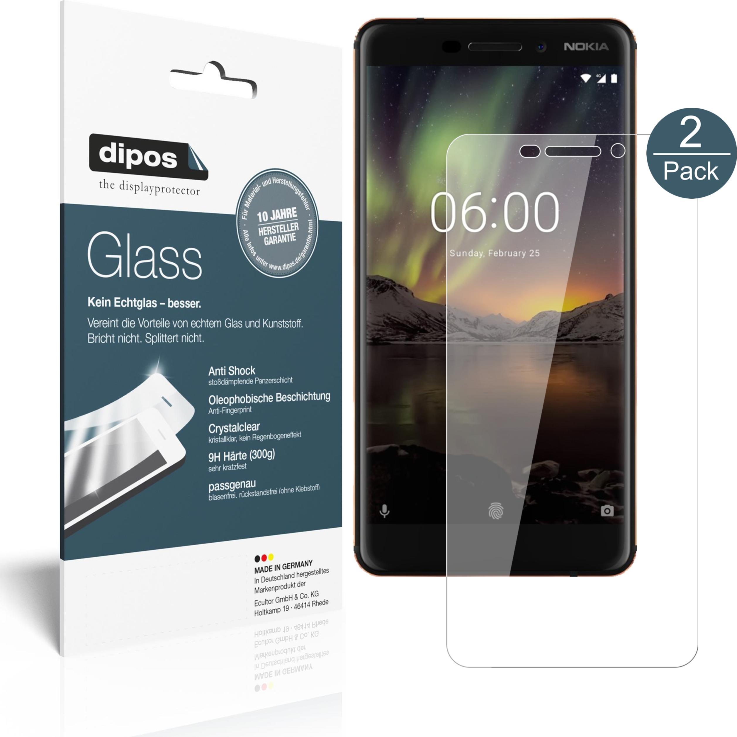 Dipos Displayschutz Anti-Shock (2 Stück, Nokia 6 (2018)), Smartphone Schutzfolie, Transparent