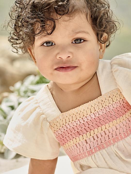 Actual product image Vertbaudet Girls' baby blouse with crochet lace (68)