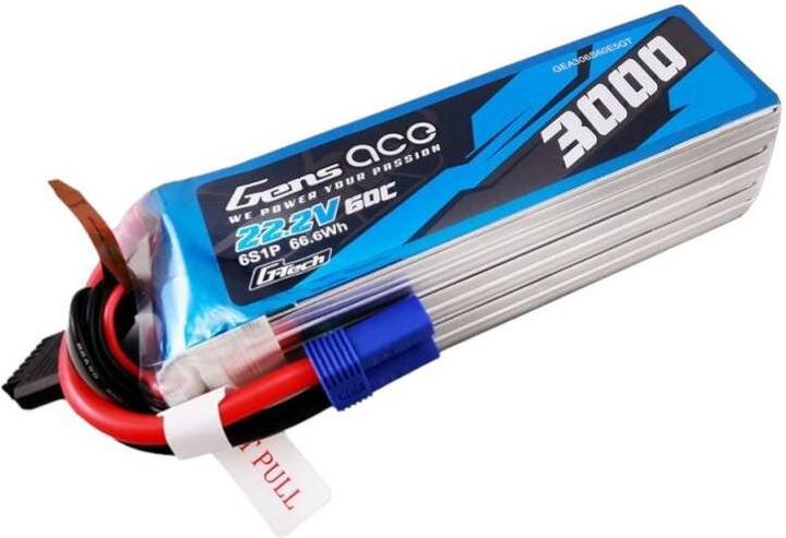 Immagine prodotto Gens Ace G-Tech 3000mAh 22.2V 60C 6S1P Batteria Lipo con connettore EC5 (22.20 V, 3000 mAh)