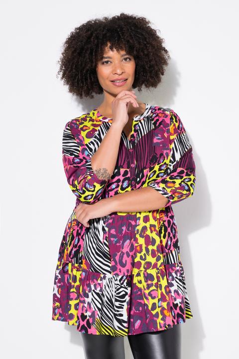 Actual product image Angel of Style Colorful Leopard Pattern Tunic with 3/4 Sleeves and Tunic Neckline (48)