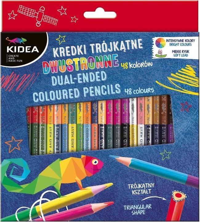 Derform Doppelseitige dreieckige Buntstifte, 48 Farben KIDEA (24x)