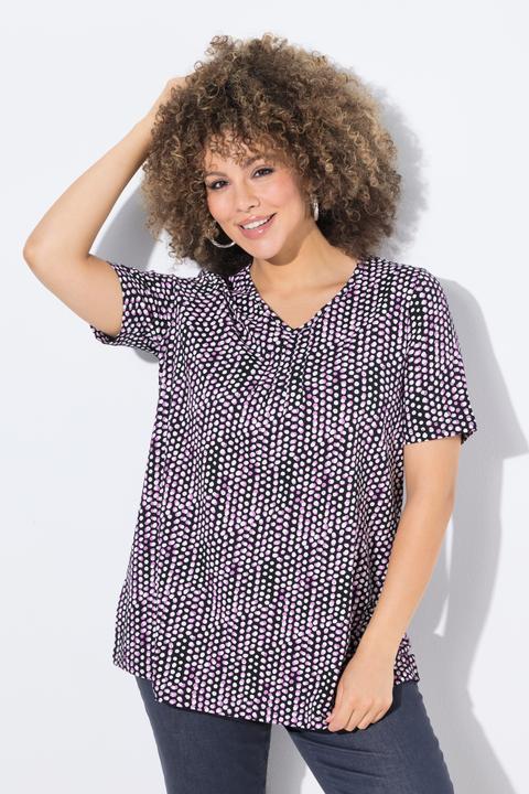 Produktbild Ulla Popken T-Shirt, Zierfalten, A-Linie, V-Ausschnitt, Halbarm (46, 48)