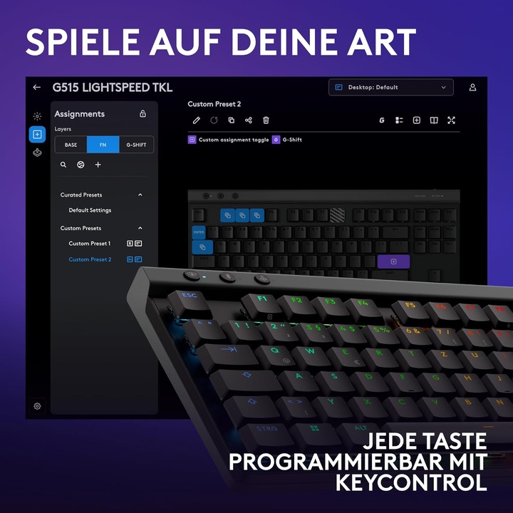 Produktbild Logitech G515 Lightspeed TKL (DE, Kabellos, Kabelgebunden)