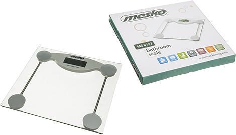 Image du produit Mesko MS 8137 échelle personnelle Rectangle Transparent, Blanc Électronique échelle personnelle (150 kg)