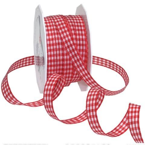 Produktbild Präsent VICHY Geschenkband rot / weiss, 20 m Dekoband zum Verzieren & Basteln, 10 mm Breite, karierte (1x)