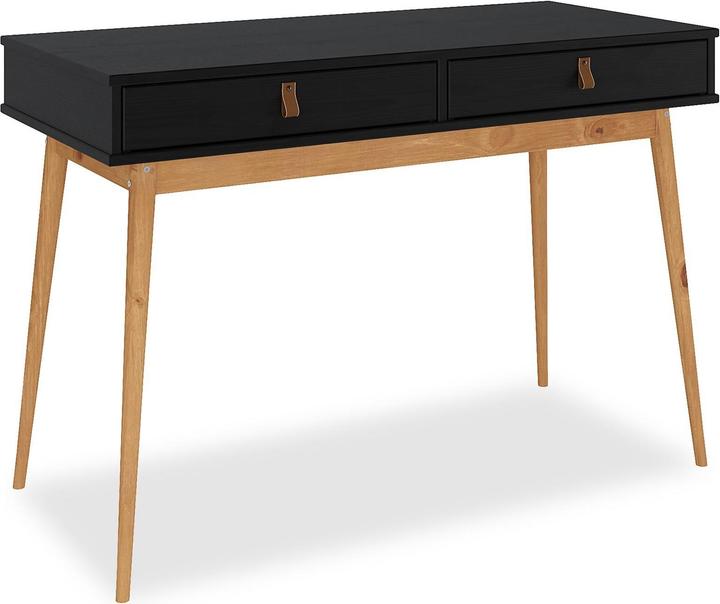 IDIMEX Bureau WANDA avec 2 tiroirs en bois massif - noir/chêne