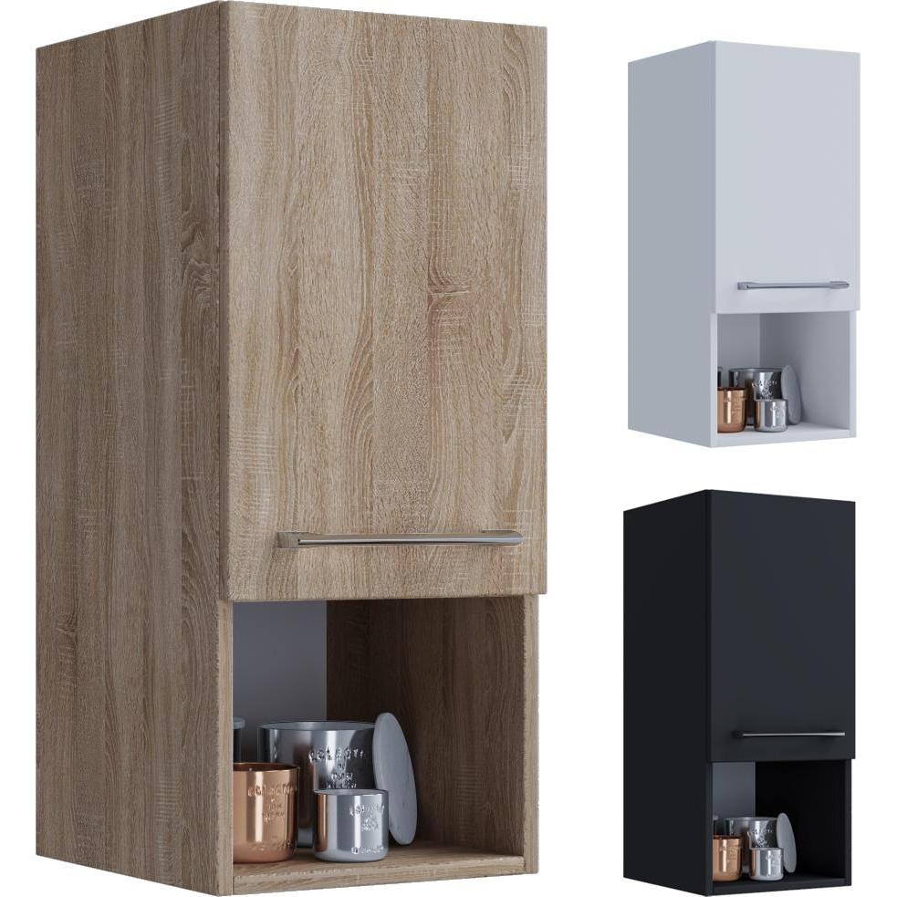 VCM, Badezimmerschrank, Holz Badmöbel Midischrank Badinos Drehtür Fach (33 x 37 x 76 cm)