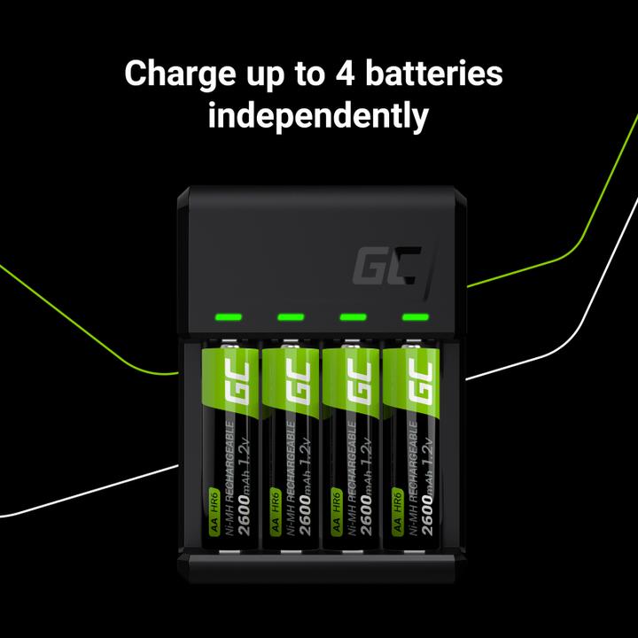 Productafbeelding GreenCell VitalCharger Set met 2x AA 2000mAh & 2x AAA 800mAh Batterijen (4 Pcs., AAA, AA, 2000 mAh, Batterij)