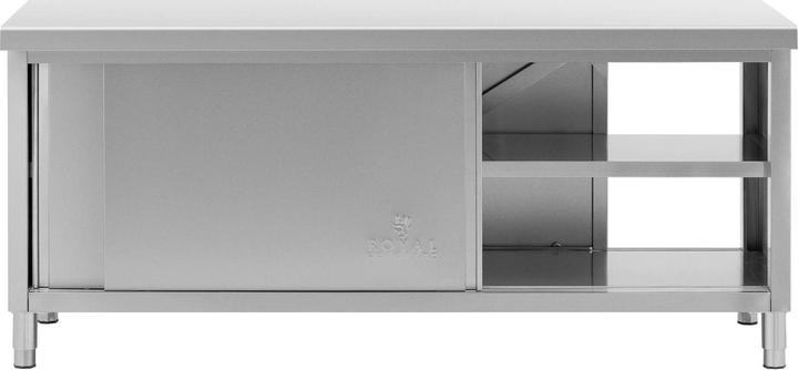 Produktbild Royal Catering Edelstahl-Arbeitsschrank mit Durchreiche 200 x 70 cm 500 kg Durchreicheschrank (200 cm, 87 cm)