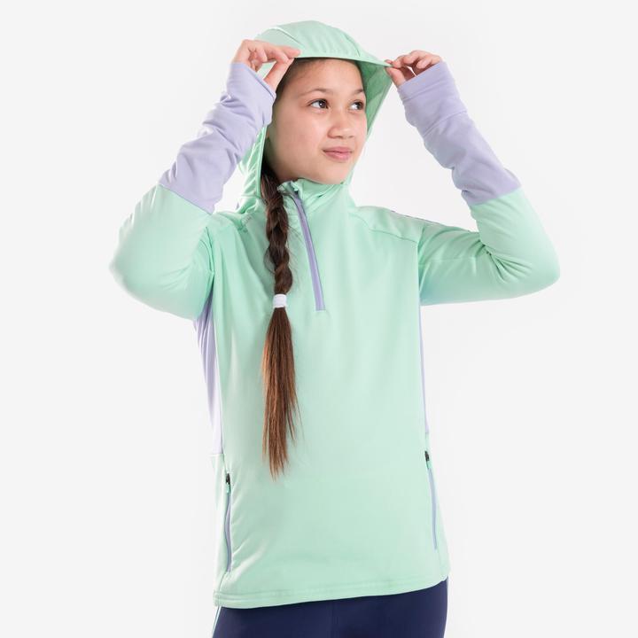 Produktbild Kiprun Laufshirt langarm Kinder warm Reissverschluss - Warm+ 900 grün/grau (140)