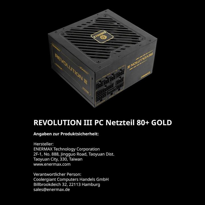 Productafbeelding Enermax Power Supply 850W Revolution3 80+ Gold Black FULLMOD (850 W)