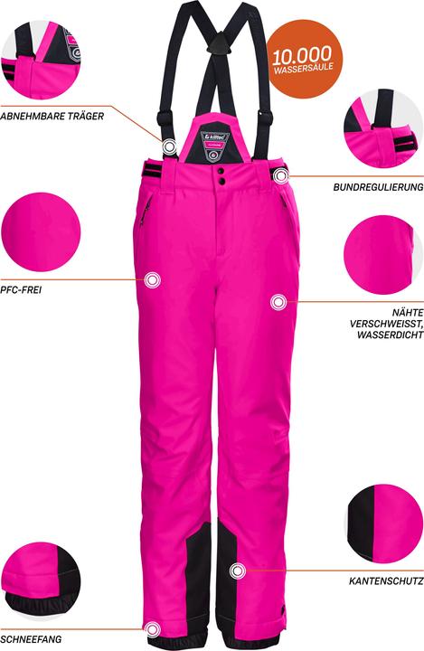 Actual product image Killtec Girls' Ksw 77 Grls Pnts Functional Ski Pants with Zip-Off Bib Snow Skirt and Edge Protection (116)