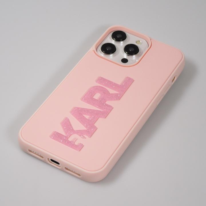 Actual product image Karl Lagerfeld KLHCP15X3DMBKCP iPhone 15 Pro Max 6.7" różowy/pink hardcase 3D Rubber Glitter Logo (Apple iPhone 15 Pro Max)