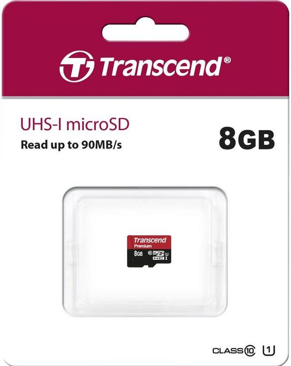 Immagine prodotto Transcend 8GB MICROSDHC CLASSE 10 UHS-I (8 GB, microSDHC, U1, UHS-I)