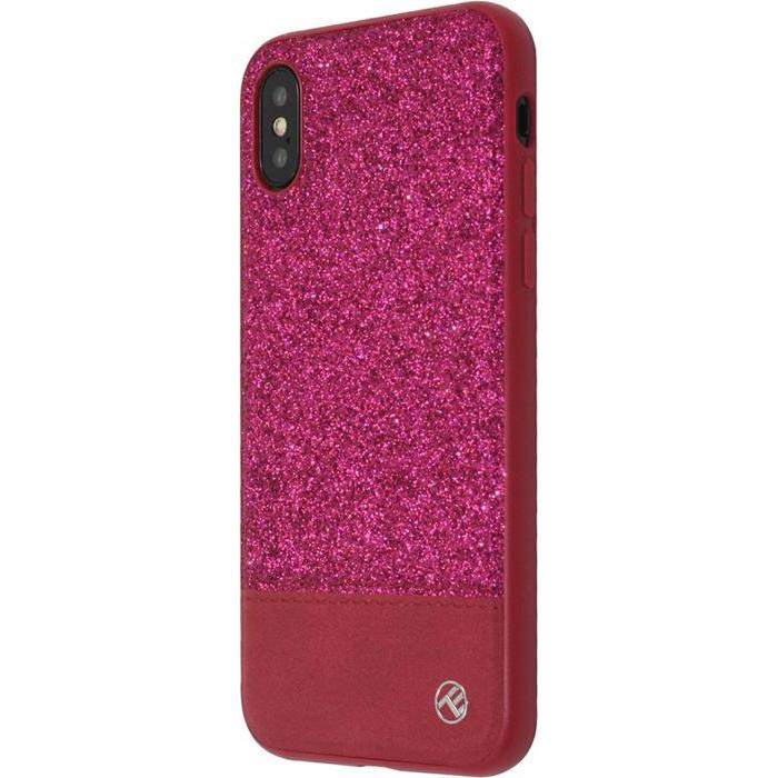 Thumbnail - Tellur Cover Synthetic Leather Glitter II for iPhone X/XS pink (Apple iPhone X), Smartphone Hülle, Pink