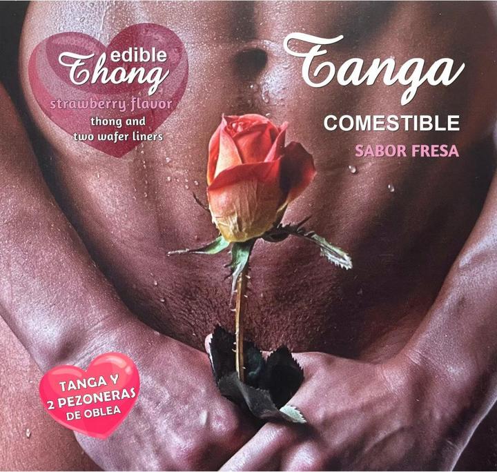 Hotflowers WAFFEL TANGA EN 2 NIPPLE PADS Aardbeiensmaak /es/pt/nl/fr/it/ (Dobbelspelletjes, Spaans, Frans, Italiaans, Portugees, Engels)