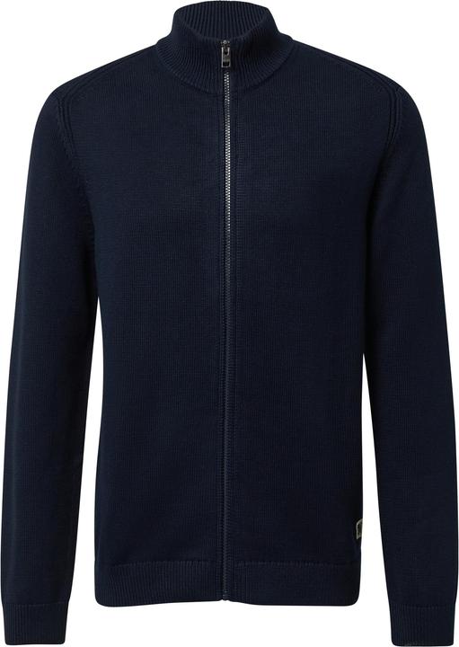 Produktbild s.Oliver Strickjacke Baumwoll-Strickjacke mit Stehkragen und Logo-Patch (M)