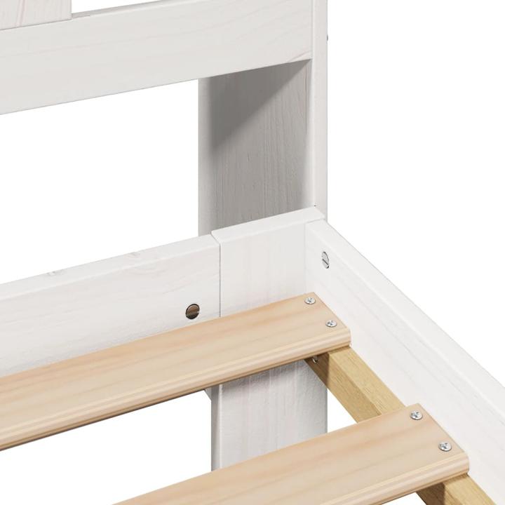 Produktbild vidaXL Massivholzbett Holzbett Bett mit Regal ohne Matratze Weiss 180x200cm (180 x 200 cm)