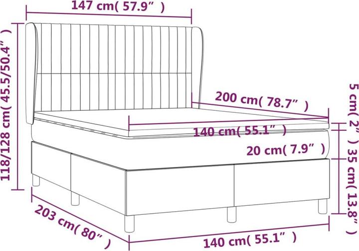Actual product image vidaXL Boxspringbett (140 x 200 cm)