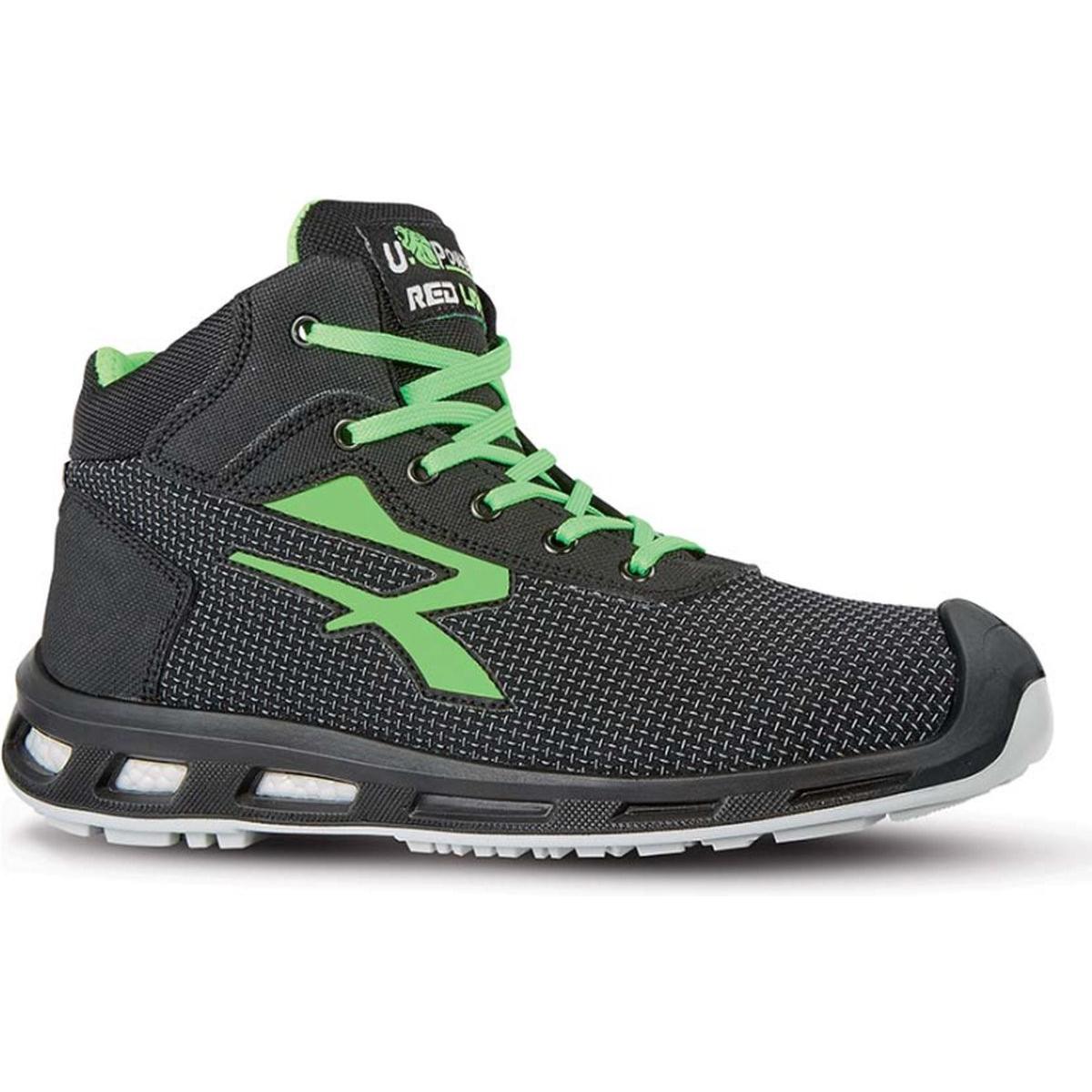 U-Power Uomo Nero/Verde Scarpe Da Lavoro, Stivale Di Sicurezza Redlion Hard Taglia 44 S3 Src Esd En Iso 20345 Putek Technology (S3, 44)
