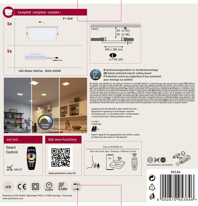 Produktbild Paulmann Einbaupanel Veluna VariFit (1600 lm)