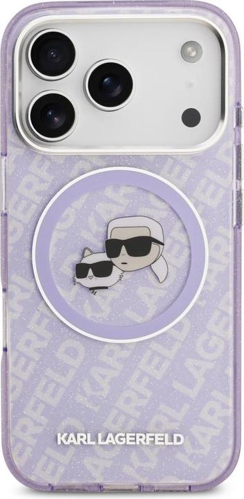 Produktbild Karl Lagerfeld case Magsafe IML glitter case metal camera frame and buttons Karl and Choupette heads (Kamera Etui)