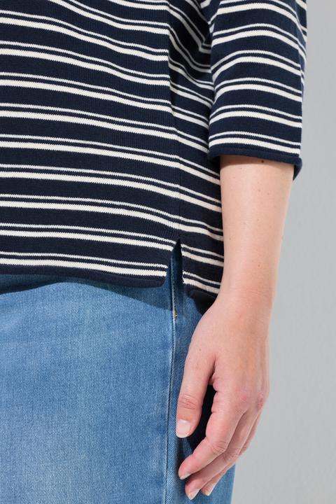 Produktbild Ulla Popken Polo-Pullover, Ringel, 3/4-Arm (60)