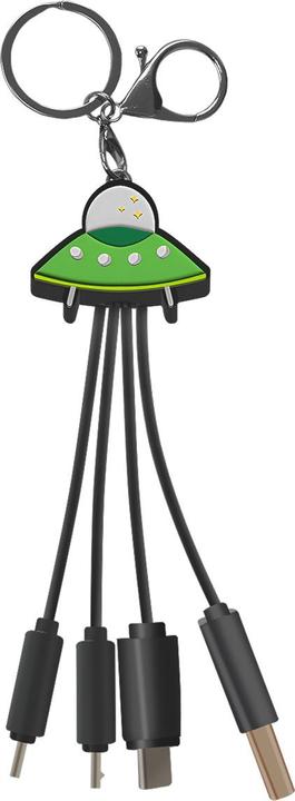 Produktbild Yello koko 3-in-1-Kabel Andy USB-C/Micro-USB/Lightning auf USB-A Untertasse Schlüsselanhänger-Format (0.15 m)