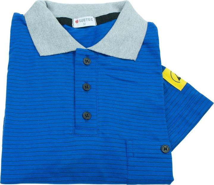 Produktbild Wetec ESD-Polo-Shirt, mit grauem Kragen, L, blau (L)