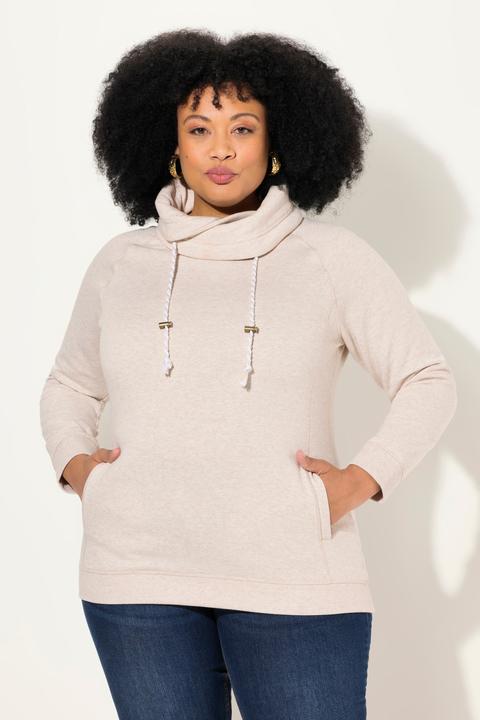 Actual product image Ulla Popken Drawstring Collar Long Sleeve Sweatshirt (46, 48)