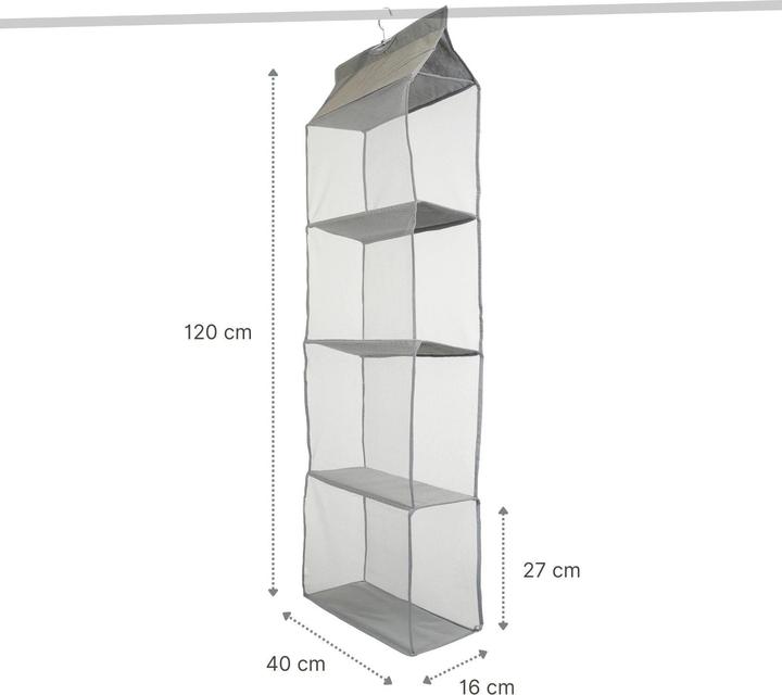 Produktbild Hermex Hängeaufbewahrung Handtaschen-Organizer zum Aufhängen 4 Fächer Grau