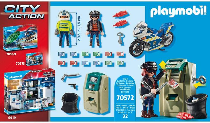 Image du produit Playmobil Moto de la police : poursuite du voleur d'argent (70572, Playmobil City Life)