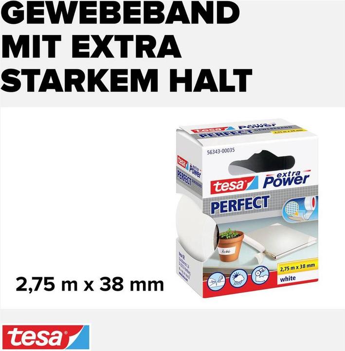 Actual product image tesa EXTRA POWER PERFECT fabric tape, fabric-reinforced duct tape (38 mm)