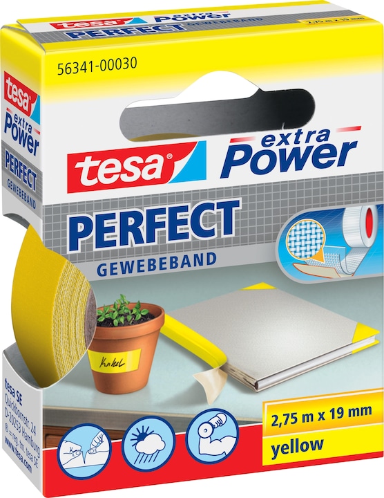 Actual product image tesa EXTRA POWER PERFECT fabric tape, fabric-reinforced duct tape (19 mm)