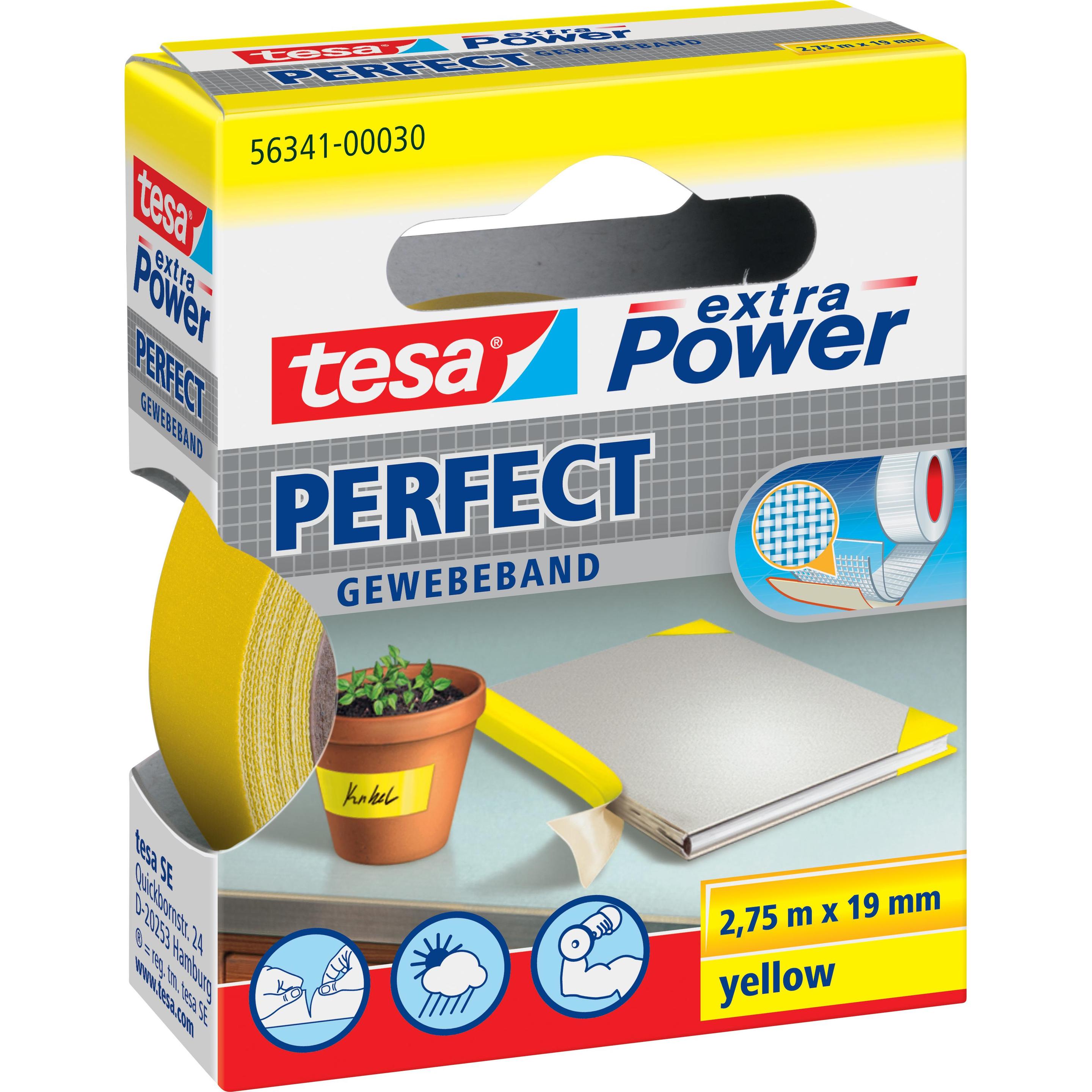 tesa, Klebeband, EXTRA POWER PERFECT Gewebeband, gewebeverstärktes Ductape (19 mm)