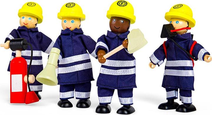 Bigjigs Tidlo Poupées de maison de poupées en bois, Pompiers, 4 pcs.