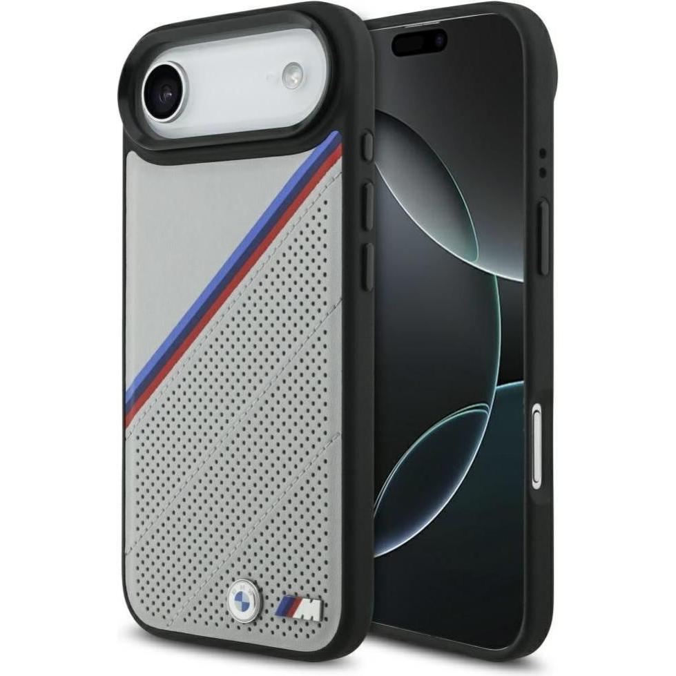 BMW Etui M Tricolor Metal Logo MagSafe do iPhone 17 Air szary (Apple iPhone Air), Cover smartphone, Grigio