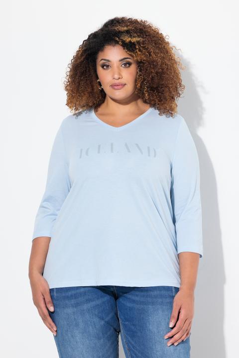 Produktbild Ulla Popken Shirt, Schriftmotiv, Classic, V-Ausschnitt, 3/4-Arm (46, 48)