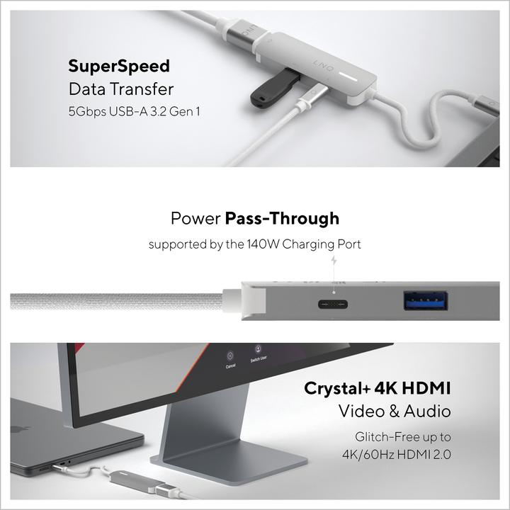 Actual product image LINQ Connects 3in1 USB-C multiport hub (USB-C, 3 ports)