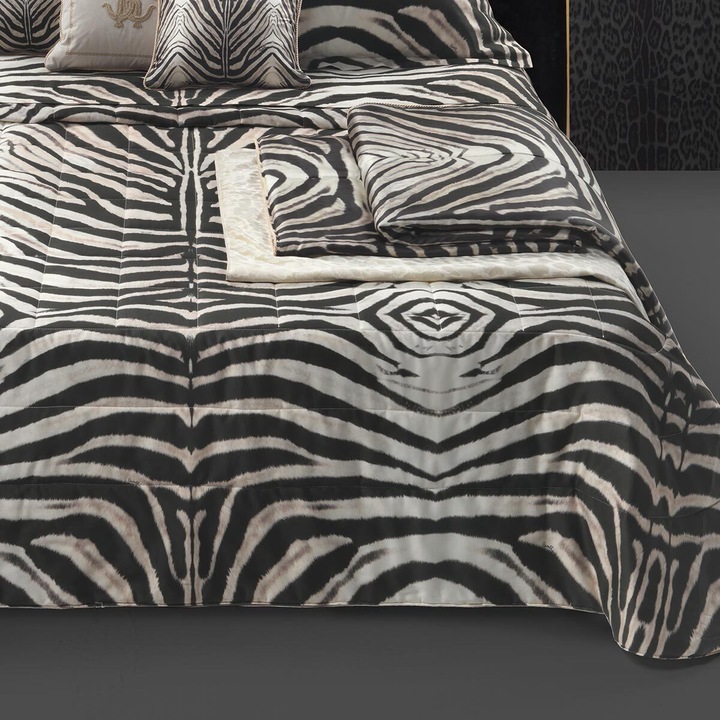 Immagine prodotto Roberto Cavalli Specchio per biancheria da letto Maco-Sateen Zebra naturale (Set di biancheria da letto, 135x200 cm + 80x80 cm)