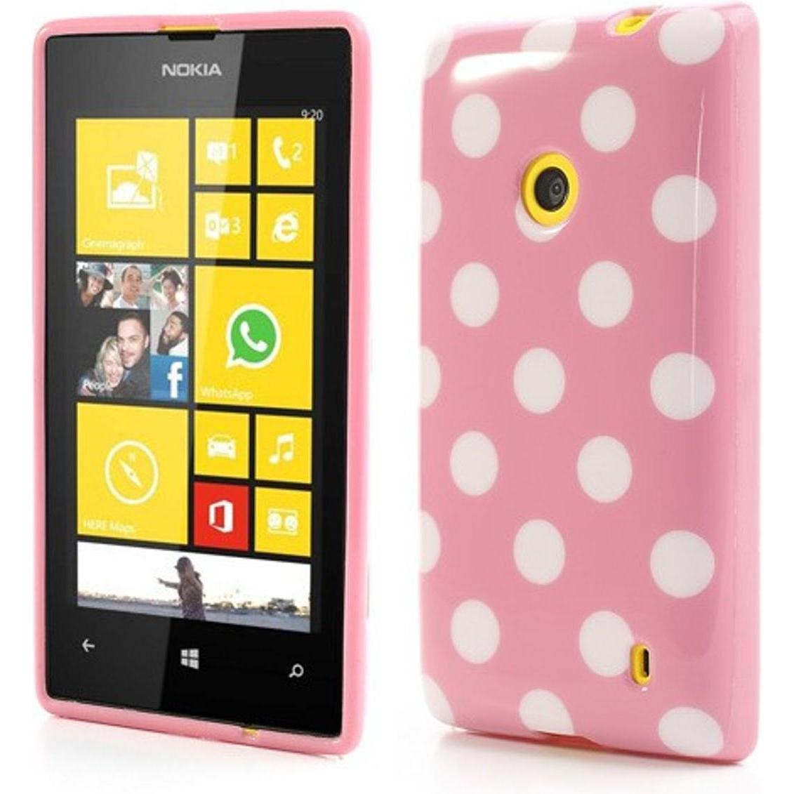 König Design Schutzhülle TPU Case für Handy Nokia Lumia 520 525 Rosa / Weiss (Nokia Lumia 520), Smartphone Hülle, Rosa