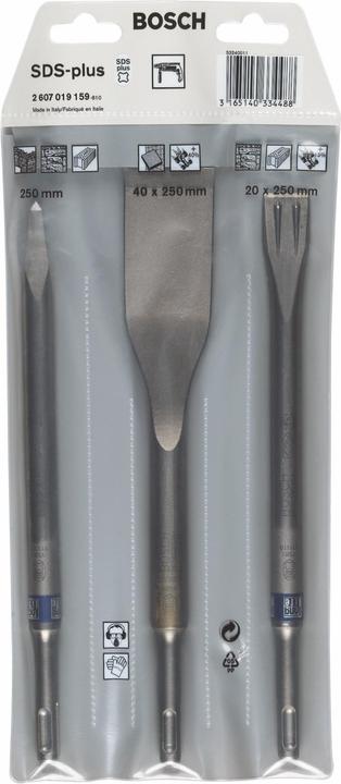 Produktbild Bosch Professional Zubehör 3-tlg. Meisselset, SDS plus, 0/20/40 mm (40 mm)