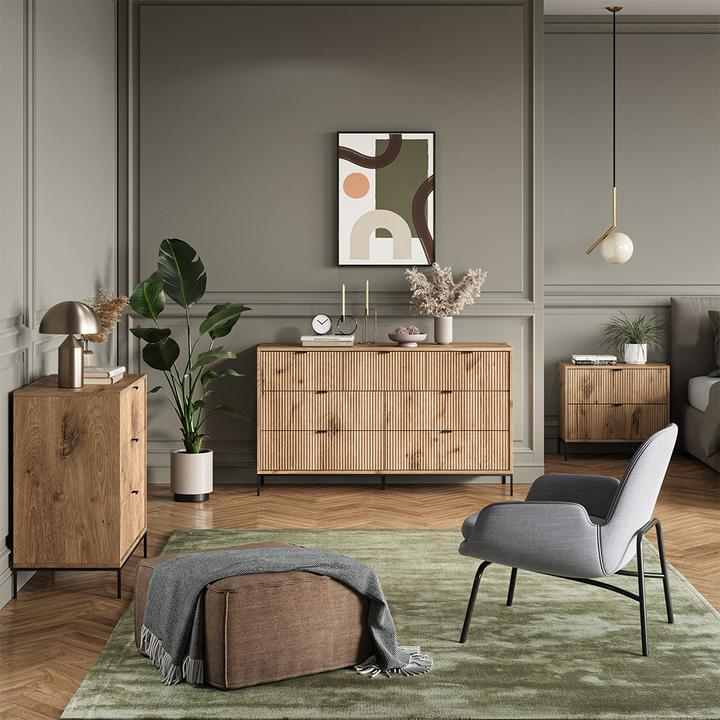 Actual product image Vichy Kommode Eliza, Viking Oak, 120 x 81.2 cm mit 2 Schubladen und 2 Türen