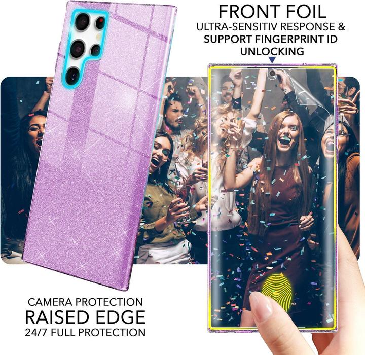 Actual product image Nalia Glitter silicone cover with 2x screen protector (Samsung Galaxy S23 Ultra)