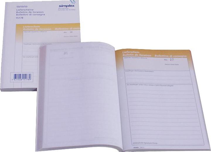 Actual product image Simplex Carbonless copy book delivery bills Oneco (150x)