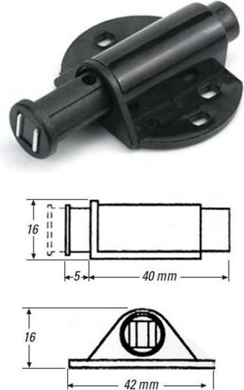 Push catch with magnet black 34x28mm